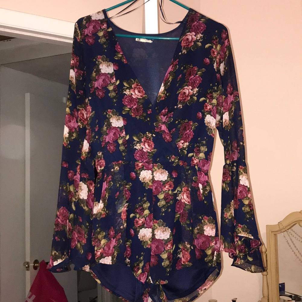 Floral, Bell-Sleeved Romper